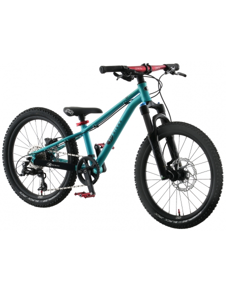 Rower dziecięcy KUbikes 20S MTB DISC Turquoise/Laser-Red - turkusowy z czerwonymi akcentami