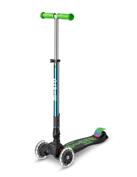 Hulajnoga Maxi Micro Deluxe Foldable LED Neochrome Green (składana, świecące koła)