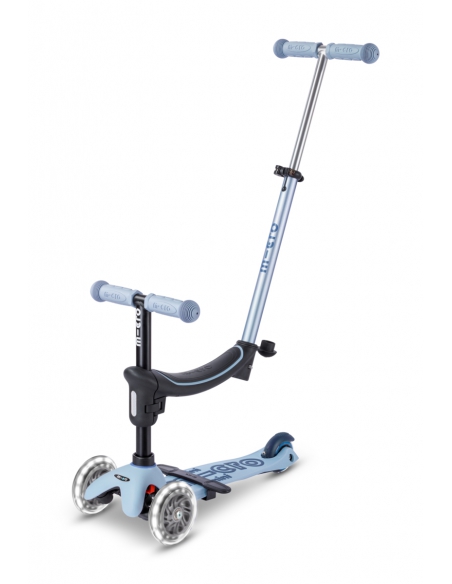 Hulajnoga Jeździk Micro Mini2Grow LED 2.0 Ocean Slate (z siedziskiem i drążkiem do pchania, świecące koła)