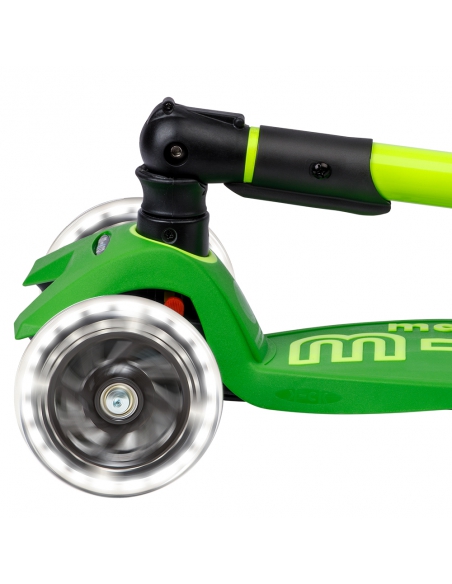 Hulajnoga Maxi Micro Deluxe Foldable NEON LED Parrot Green (składana, świecące koła)