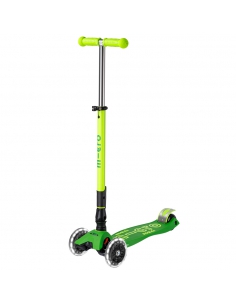 Hulajnoga Maxi Micro Deluxe Foldable NEON LED Parrot Green (składana, świecące koła)