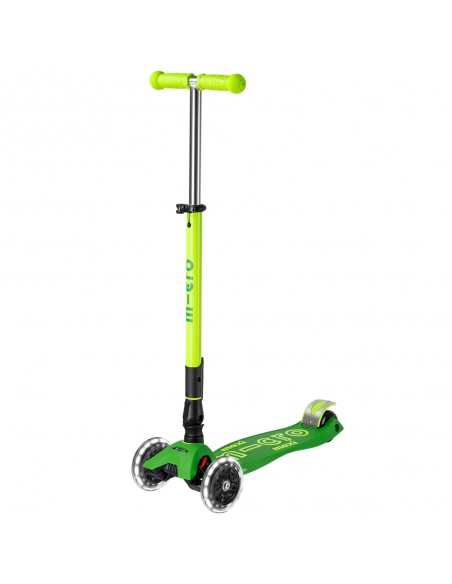 Hulajnoga Maxi Micro Deluxe Foldable NEON LED Parrot Green (składana, świecące koła)