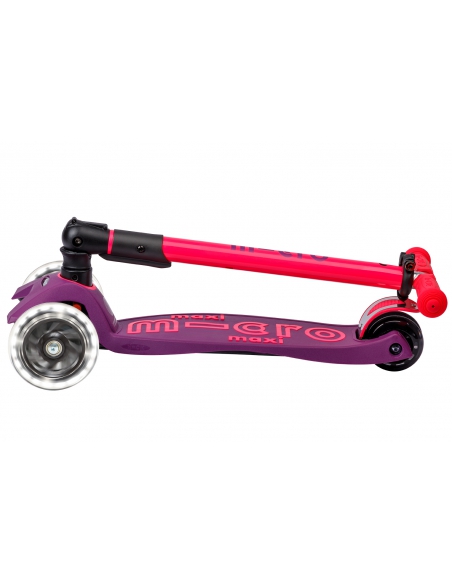 Hulajnoga Maxi Micro Deluxe Foldable NEON LED Ultra Pink (składana, świecące koła)