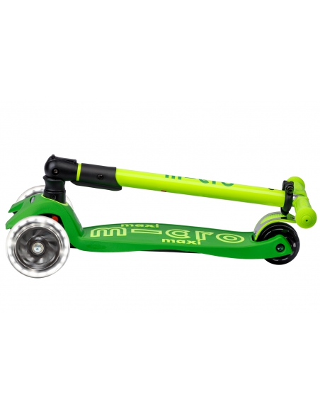 Hulajnoga Maxi Micro Deluxe Foldable NEON LED Parrot Green (składana, świecące koła)