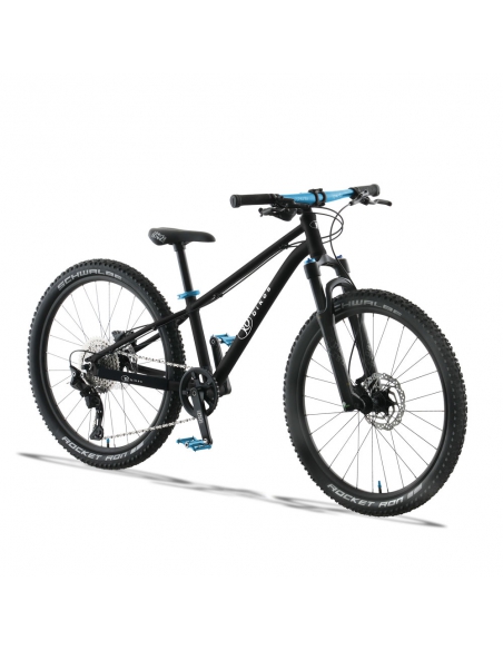 Rower dziecięcy KUbikes 24S DISC Black/Laser-Blue - czarny z niebieski akcentami