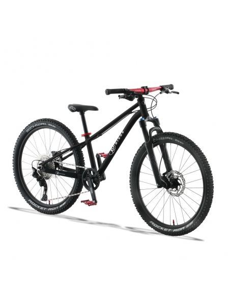 Rower dziecięcy KUbikes 24S DISC Black/Laser-Red - czarny z czerwonymi akcentami