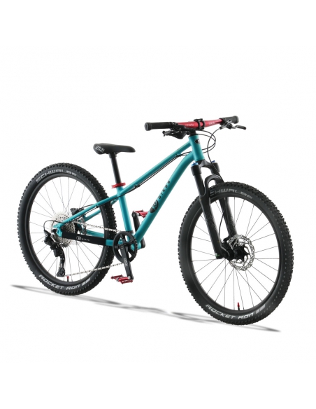 Rower dziecięcy KUbikes 24S DISC Turquoise/Laser-Red - turkusowy z czerwonymi akcentami