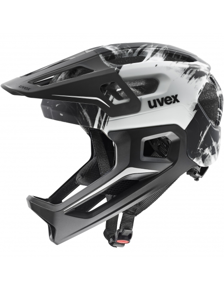 Kask rowerowy Uvex React JR full face Black-White Mat (odpinana garda)
