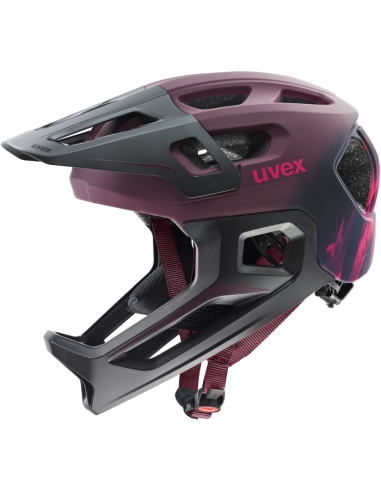 Kask rowerowy Uvex React JR full face Cranberry Mat (odpinana garda)