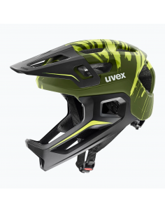 Kask rowerowy Uvex React JR full face Dark Olive Mat (odpinana garda)