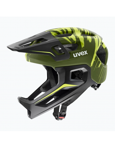 Kask rowerowy Uvex React JR full face Dark Olive Mat (odpinana garda)
