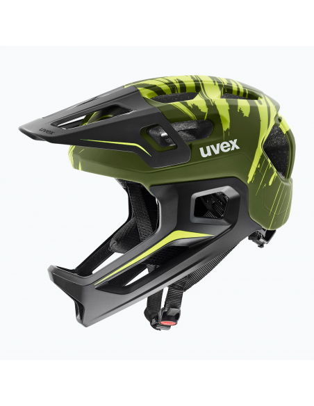 Kask rowerowy Uvex React JR full face Dark Olive Mat (odpinana garda)