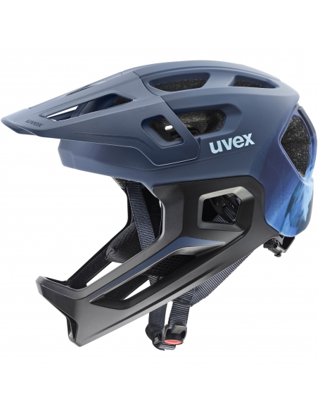 Kask rowerowy Uvex React JR full face Dusk Blue Mat (odpinana garda)