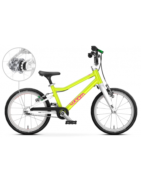 Rower dziecięcy woom 3 GO AUTOMAGIC neon lime (16") limonkowy neonowy [limitowana edycja]