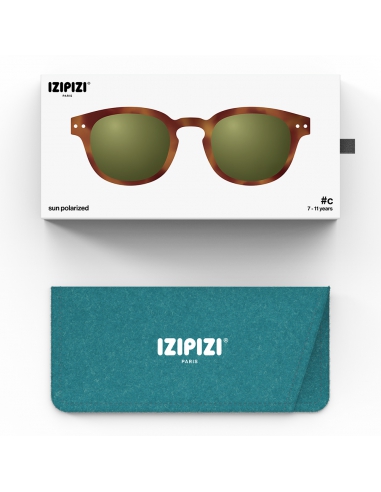 Okulary przeciwsłoneczne dla dzieci IZIPIZI JUNIOR #C Havane Polarized/Green Lens