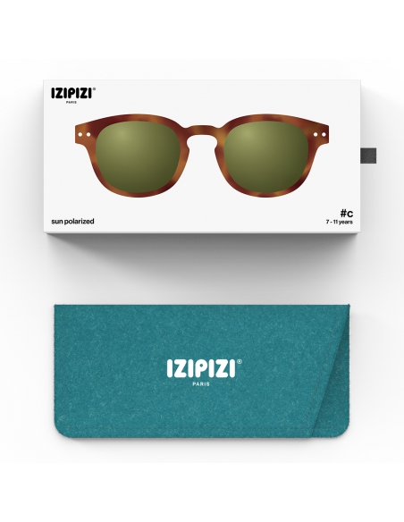 Okulary przeciwsłoneczne dla dzieci IZIPIZI JUNIOR #C Havane Polarized/Green Lens