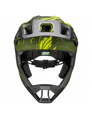 Kask rowerowy full face Uvex React JR Dark Olive Mat (odpinana garda)