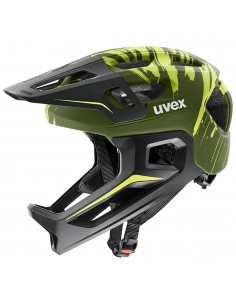 Kask rowerowy full face Uvex React JR Dark Olive Mat (odpinana garda)