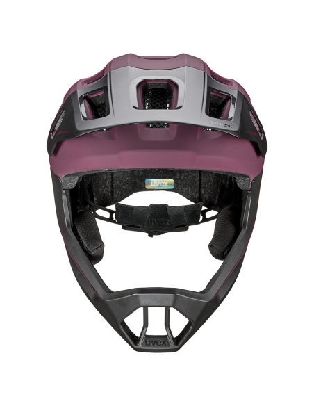 Kask rowerowy full face Uvex React JR Cranberry Mat (odpinana garda)