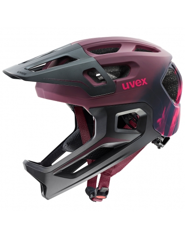 Kask rowerowy full face Uvex React JR Cranberry Mat (odpinana garda)