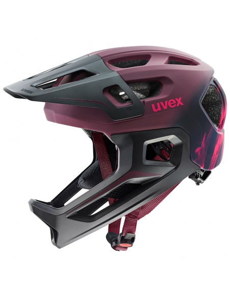 Kask rowerowy full face Uvex React JR Cranberry Mat (odpinana garda)