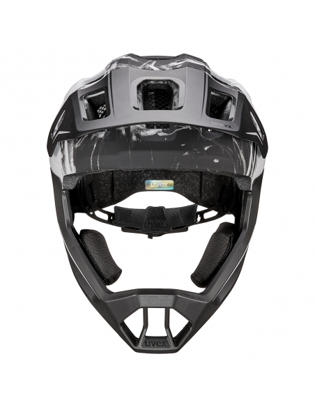 Kask rowerowy full face Uvex React JR Black-White Mat (odpinana garda)