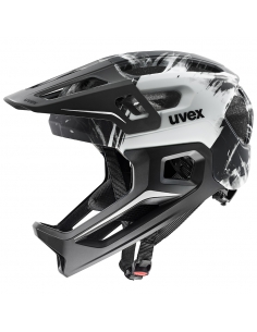 Kask rowerowy full face Uvex React JR Black-White Mat (odpinana garda)