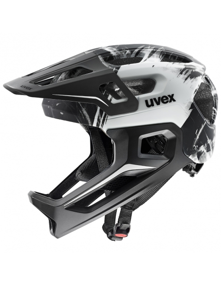 Kask rowerowy full face Uvex React JR Black-White Mat (odpinana garda)