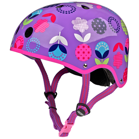 Kask Micro kwiatki, floral dot, fioletowy