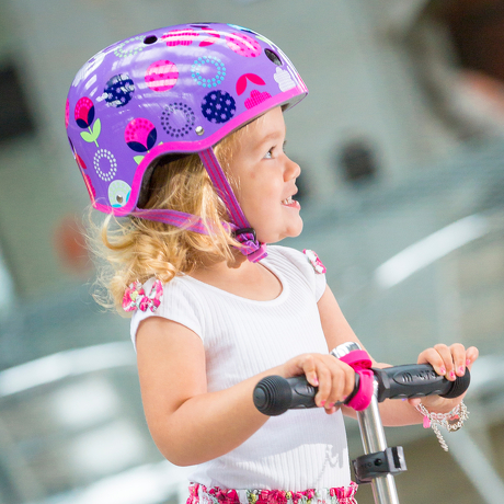 Kask Micro kwiatki, floral dot, fioletowy