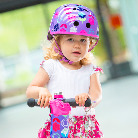 Kask Micro kwiatki, floral dot, fioletowy