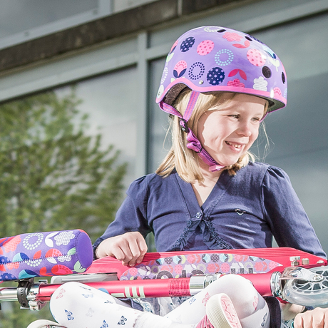 Kask Micro kwiatki, floral dot, fioletowy