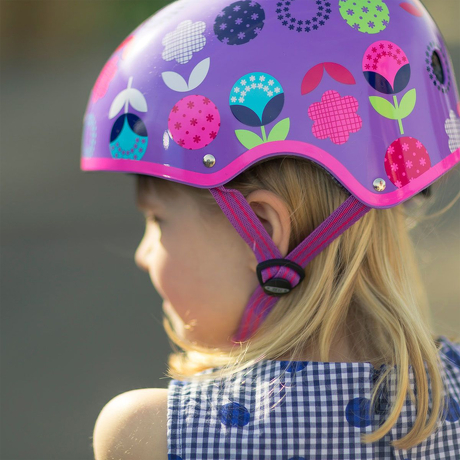 Kask Micro kwiatki, floral dot, fioletowy