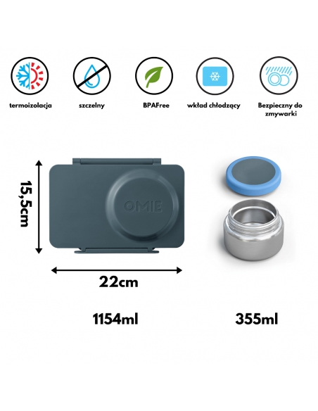 Lunchbox z termosem na jedzenie i wkładem chłodzącym Omie OMIEBOX UP Graphite