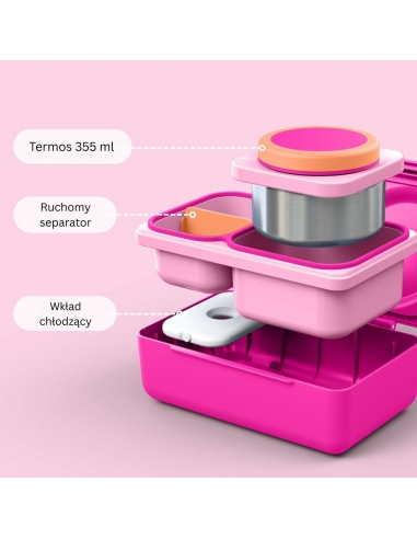 Lunchbox z termosem na jedzenie i wkładem chłodzącym Omie OMIEBOX UP Pop Pink