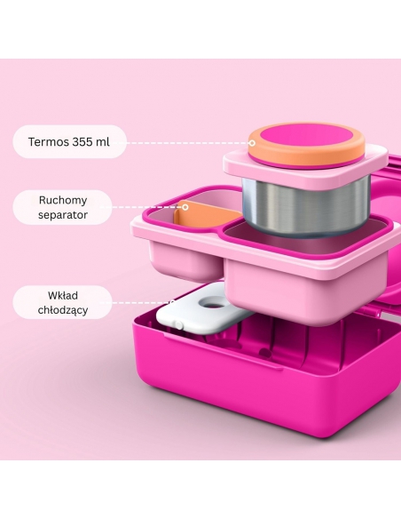 Lunchbox z termosem na jedzenie i wkładem chłodzącym Omie OMIEBOX UP Pop Pink
