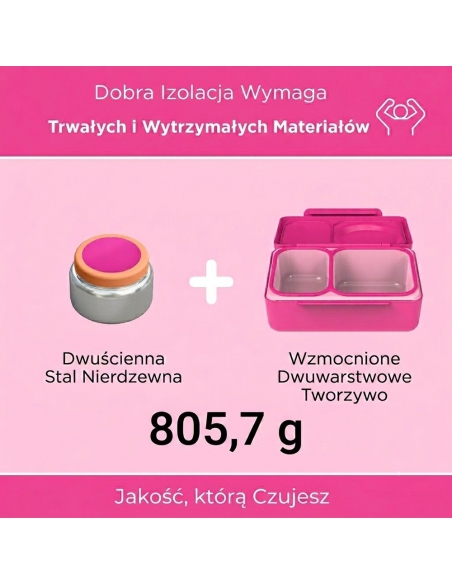 Lunchbox z termosem na jedzenie i wkładem chłodzącym Omie OMIEBOX UP Pop Pink