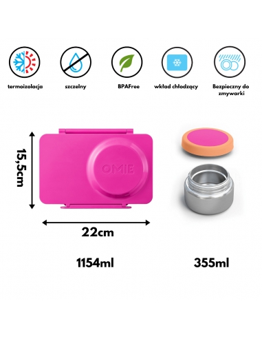 Lunchbox z termosem na jedzenie i wkładem chłodzącym Omie OMIEBOX UP Pop Pink