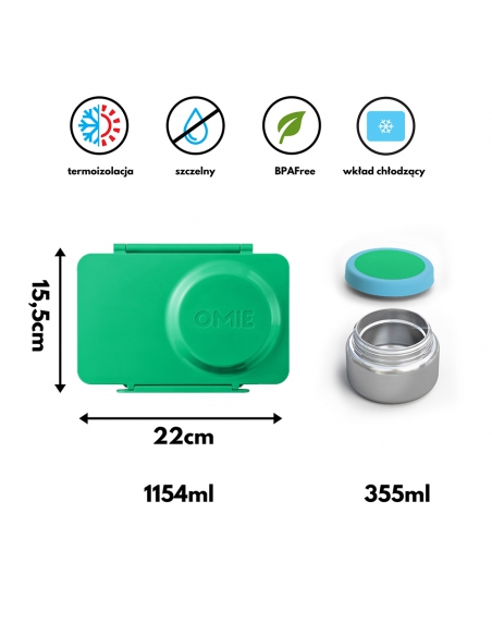 Lunchbox z termosem na jedzenie i wkładem chłodzącym Omie OMIEBOX UP Jade Green