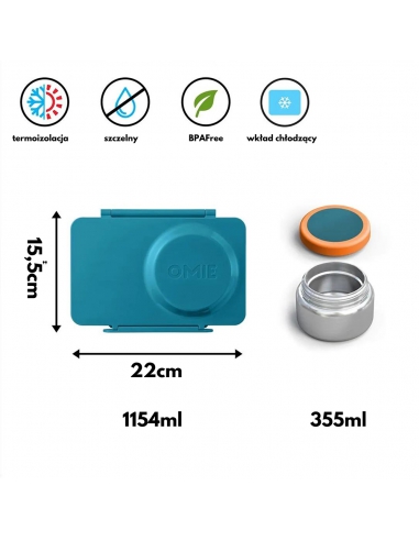 Lunchbox z termosem na jedzenie i wkładem chłodzącym Omie OMIEBOX UP Teal Green