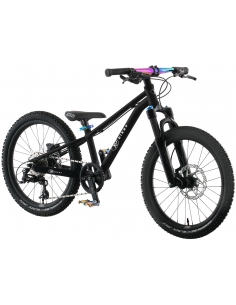 Rower dziecięcy KUbikes 20S DISC Black/Laser-Rainbow - czarny ze tęczowymi akcentami