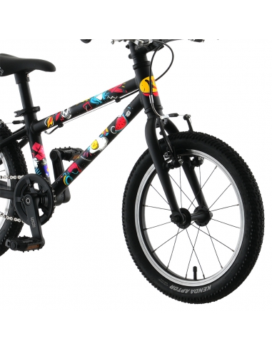 Rower dziecięcy Kubikes 16L AUTO Black/Comic - czarny z naklejkami komiksowymi (automatyczna przerzutka)