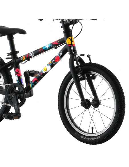 Rower dziecięcy Kubikes 16L AUTO Black/Comic - czarny z naklejkami komiksowymi (automatyczna przerzutka)