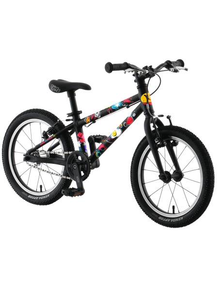 Rower dziecięcy Kubikes 16L AUTO Black/Comic - czarny z naklejkami komiksowymi (automatyczna przerzutka)