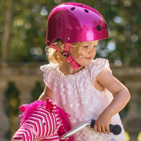 Kask Micro różowy brokatowy