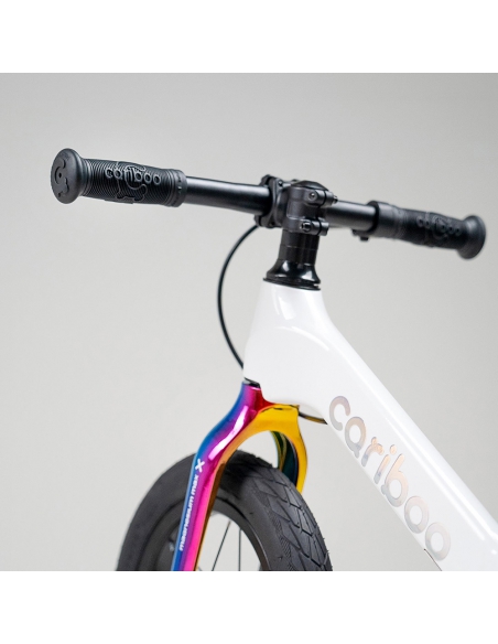 Rowerek biegowy CARIBOO Magnesium MAX White/Neochrome (hamulec, pompowane koła)