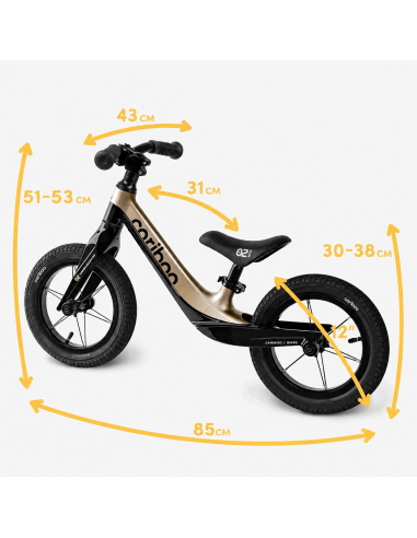 Rowerek biegowy Cariboo Magnesium AIR Black/Gold (pompowane koła)