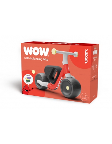 Rowerek biegowy, jeździk samobalansujący woom WOW red + klocki Stapelstein Original Minis [sezonowa edycja]