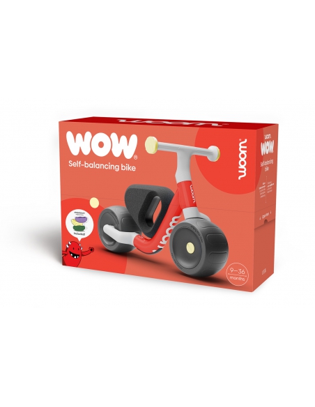 Rowerek biegowy, jeździk samobalansujący woom WOW red + klocki Stapelstein Original Minis [sezonowa edycja]