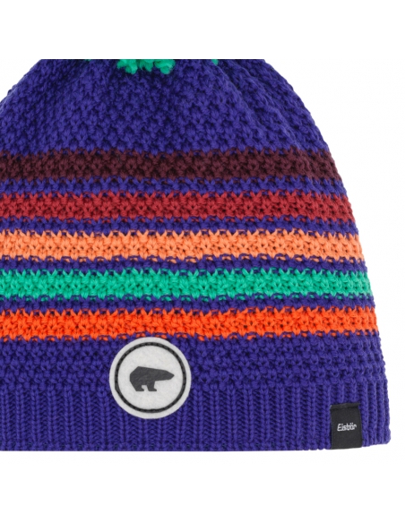 Dziecięca czapka z pomponem Eisbar Stan Pompon KIDS 493 Ultra Violet-Dark Orange-Mint Green